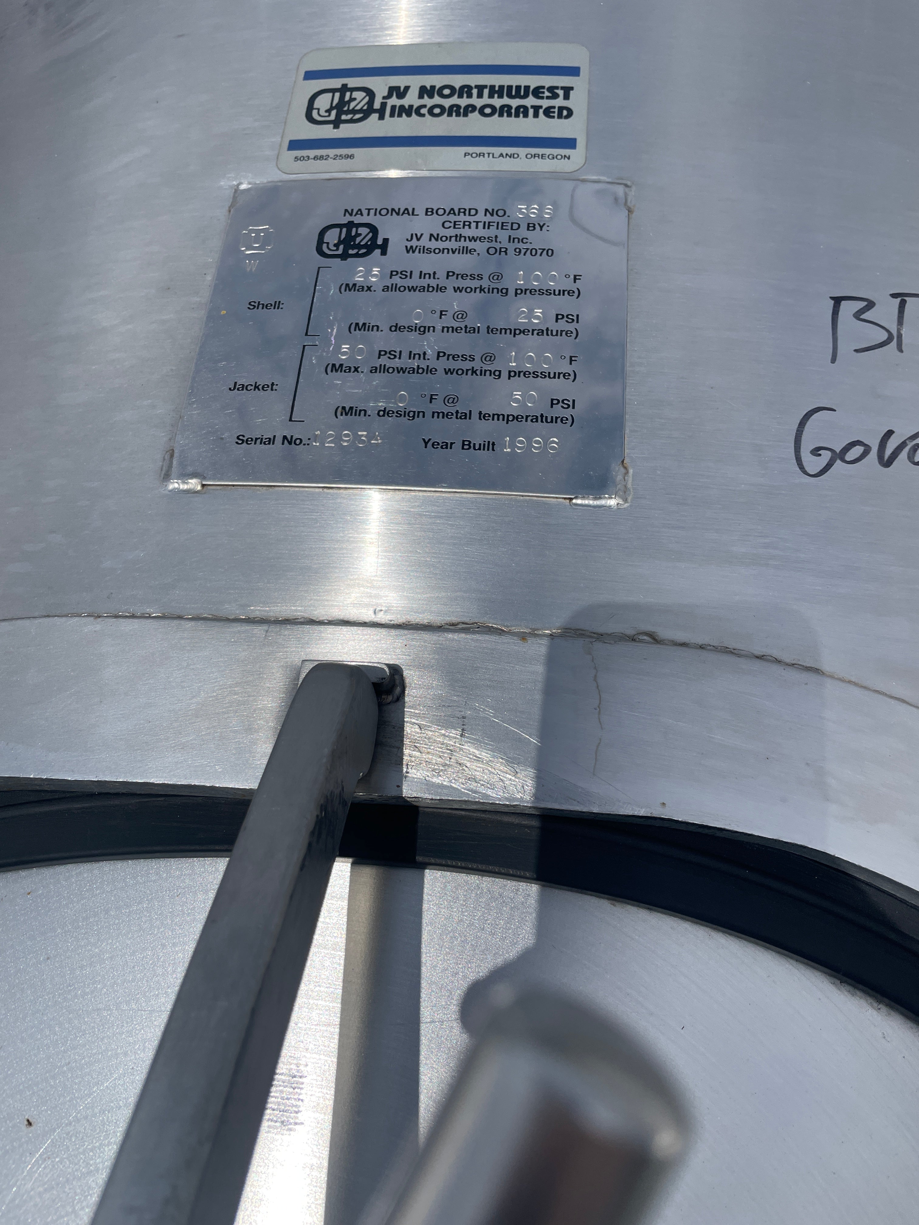 60bbl JV Northwest Partially Jacketed Tank