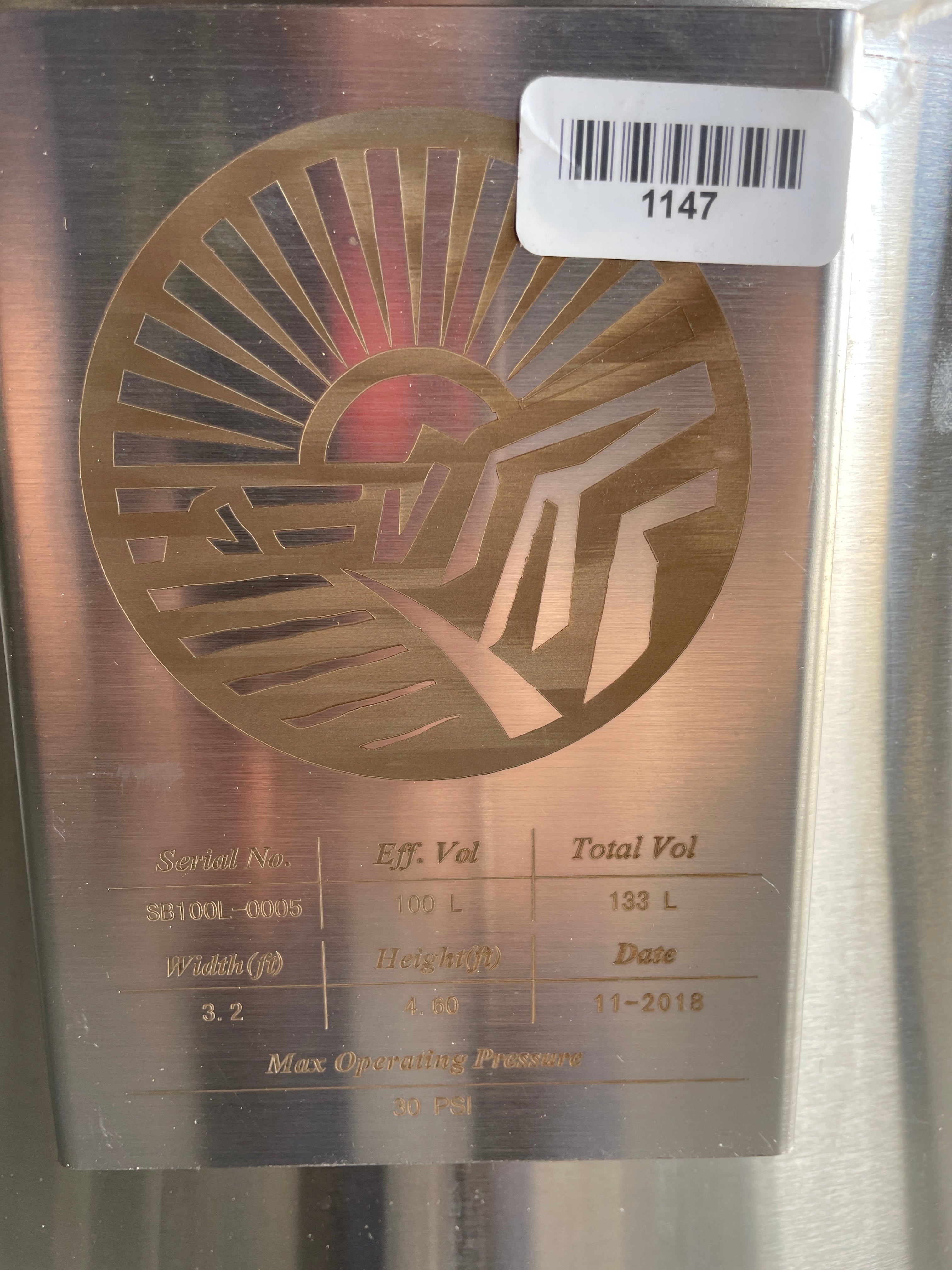 120L BET Fermenter NEW