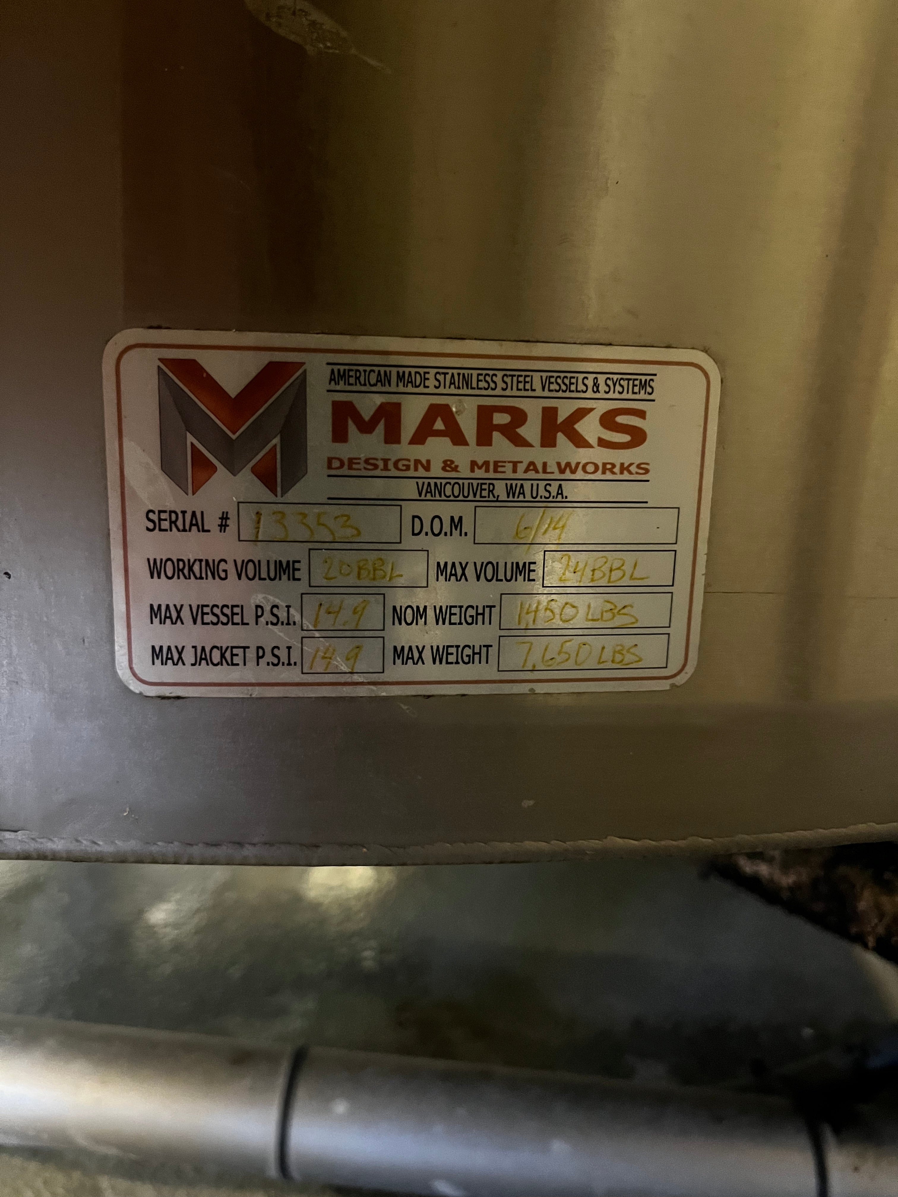 20bbl Marks Brite Tanks