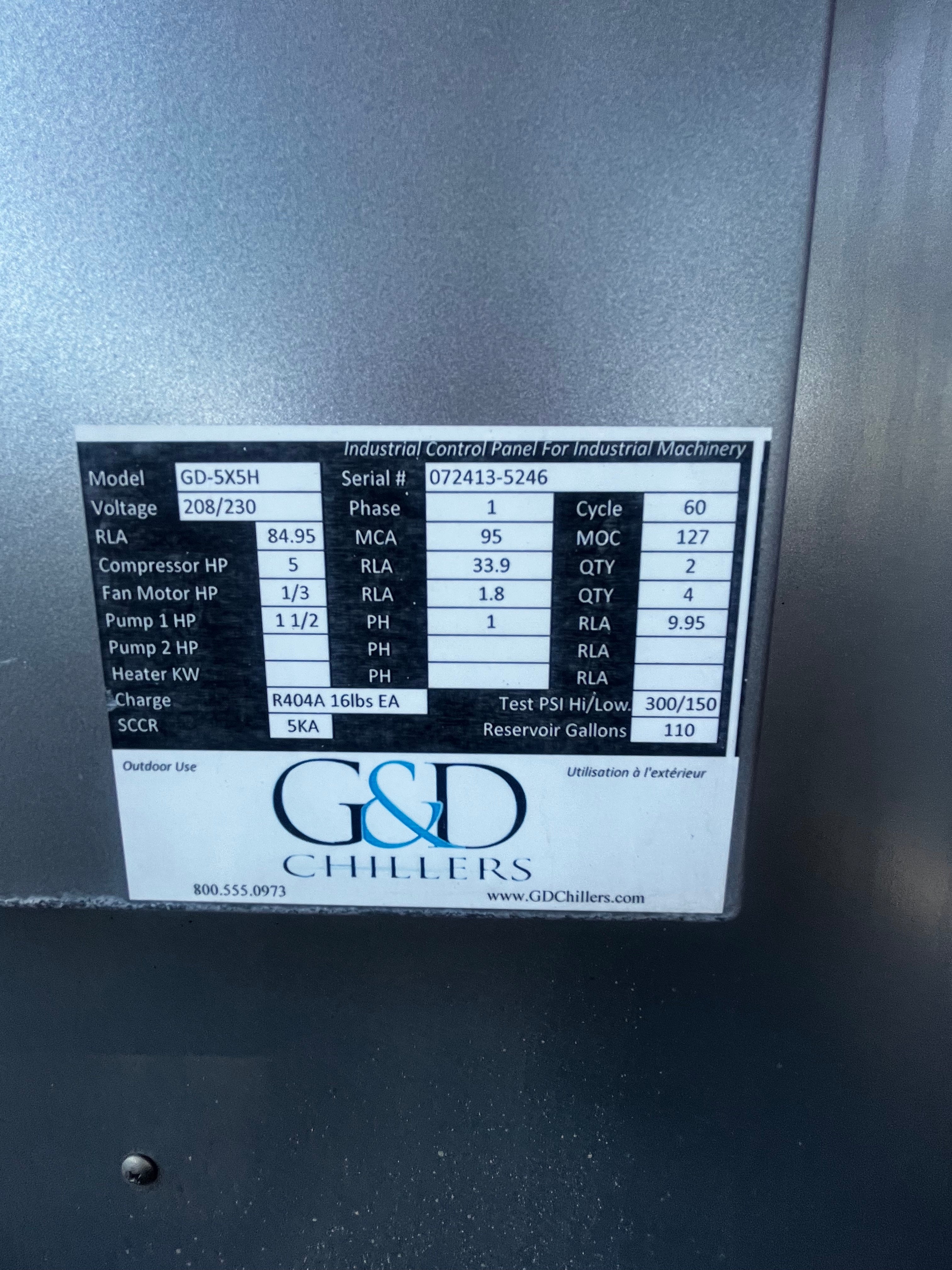 10hp G&D Chiller
