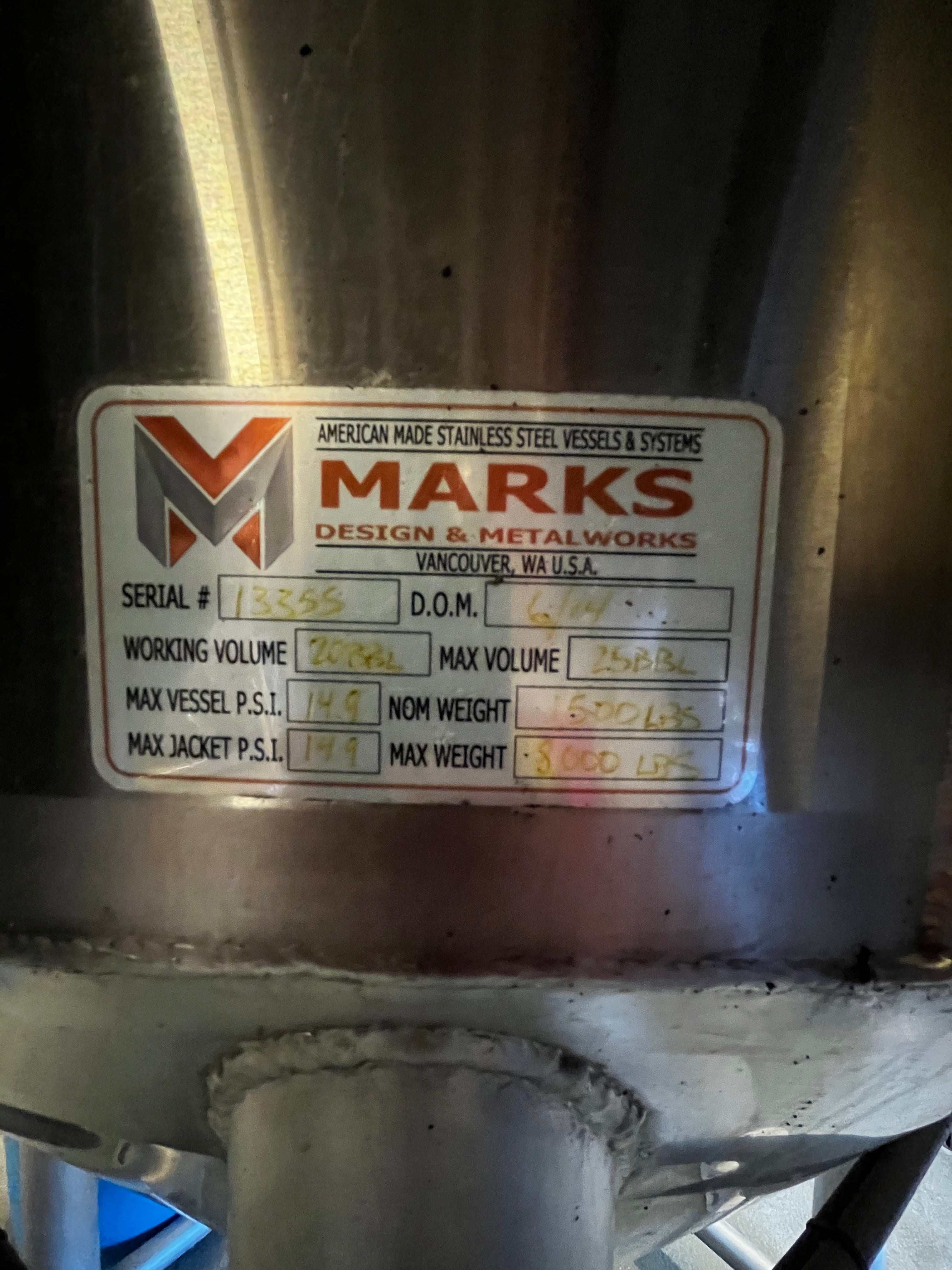 20bbl Marks Fermenters
