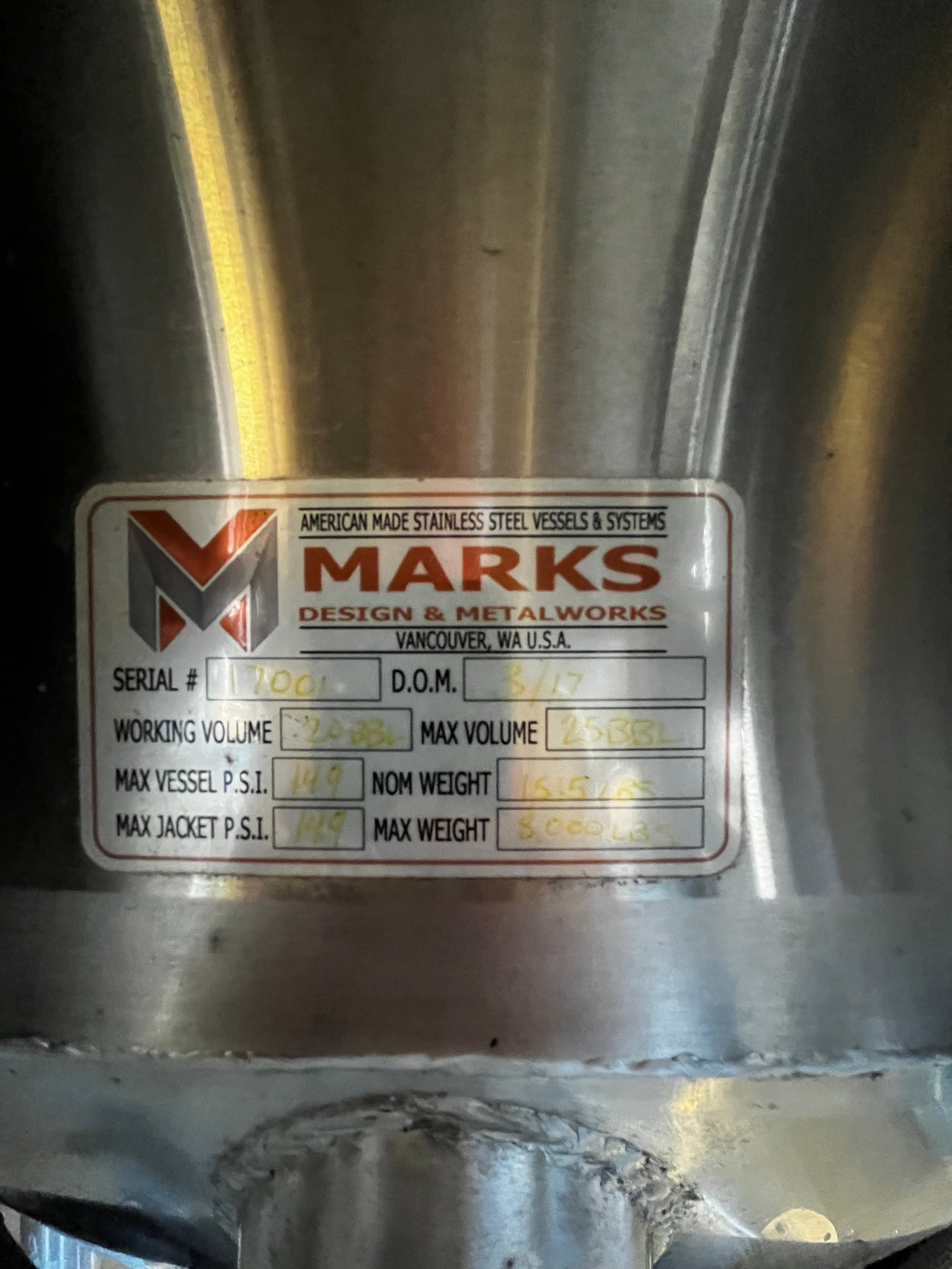 20bbl Marks Fermenters