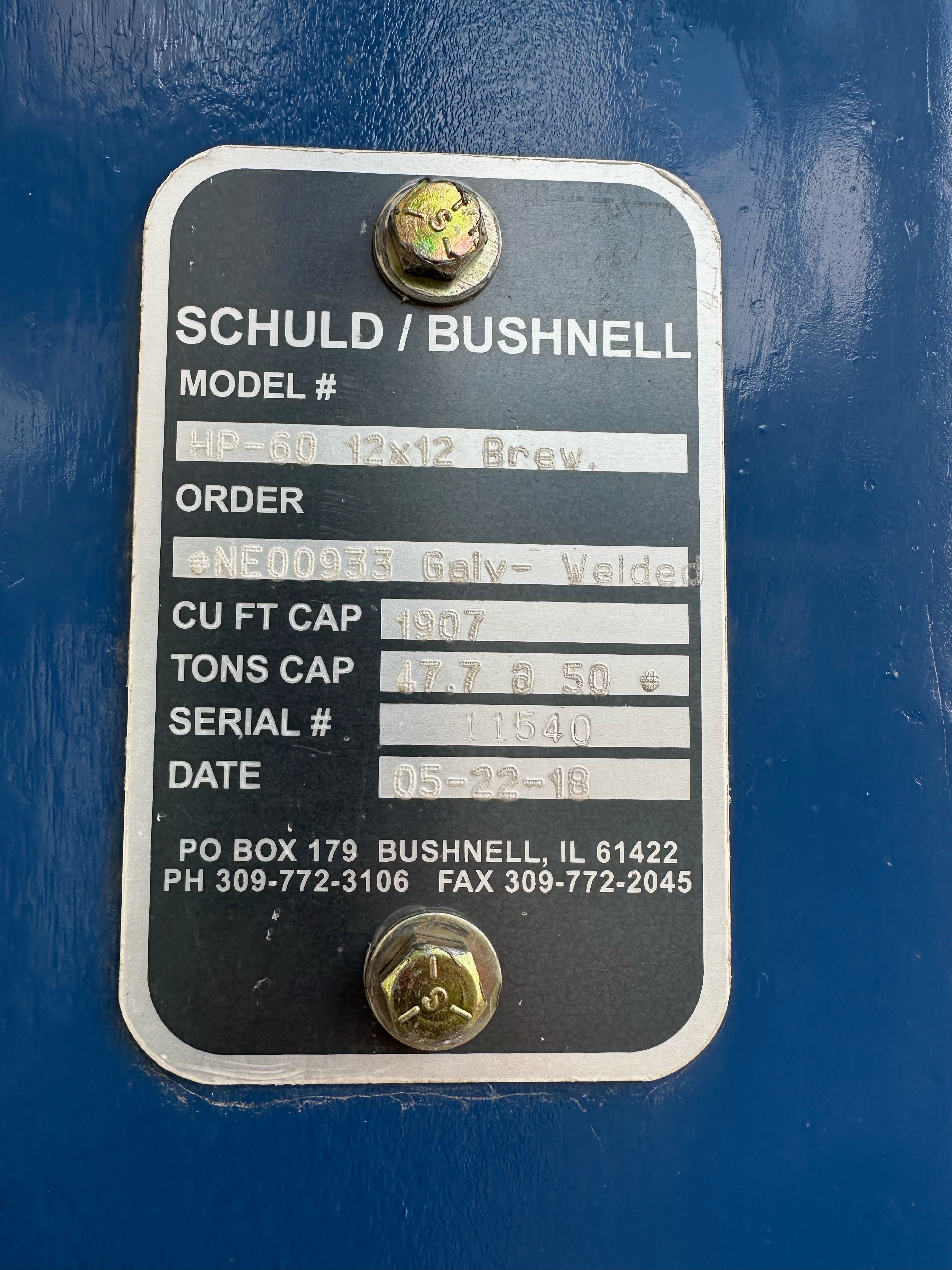 60,000lbs Grain Silo