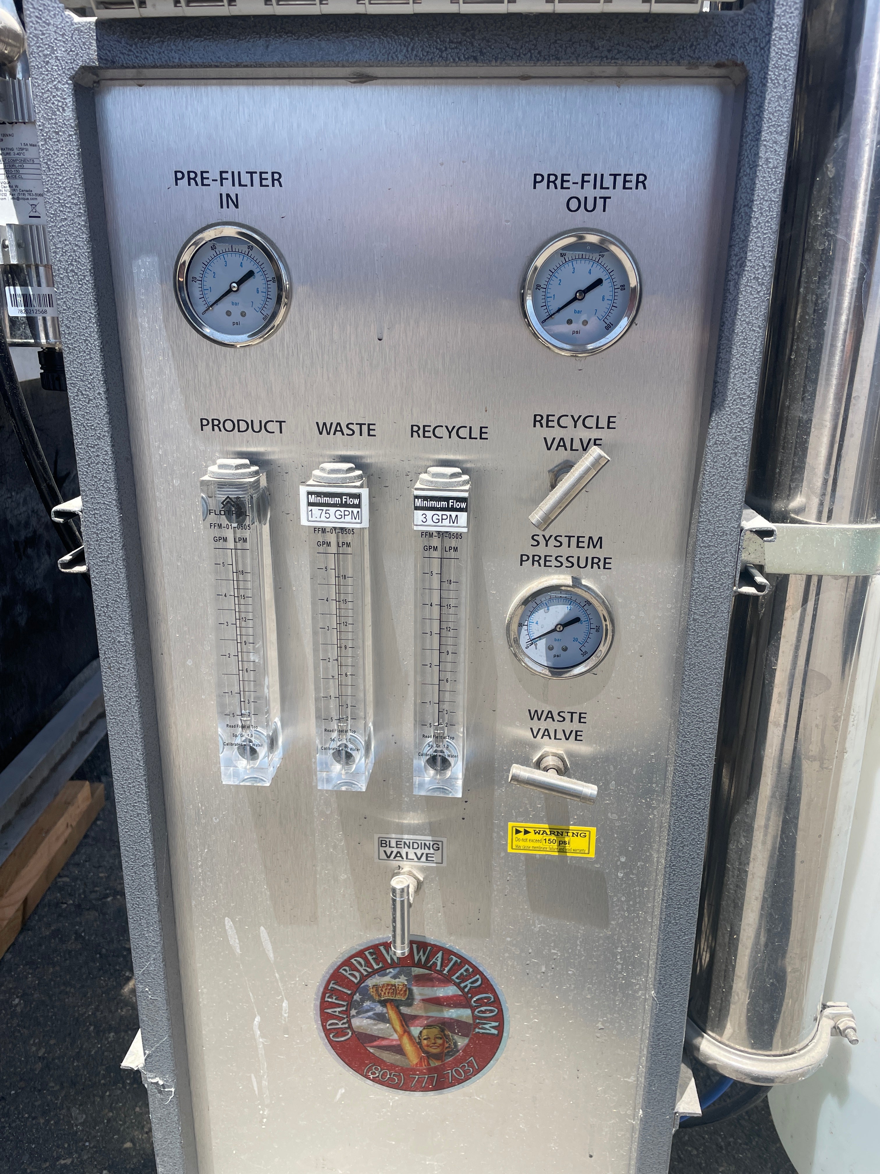 Craft Brew Water RO Skid