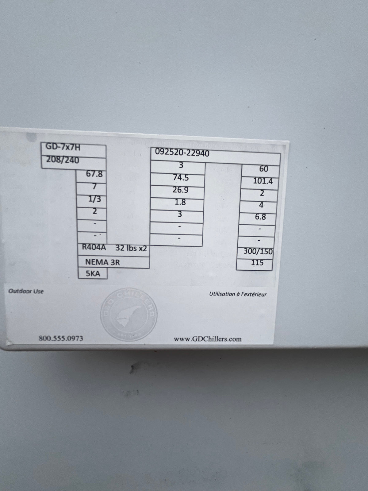 14hp G&D Chiller