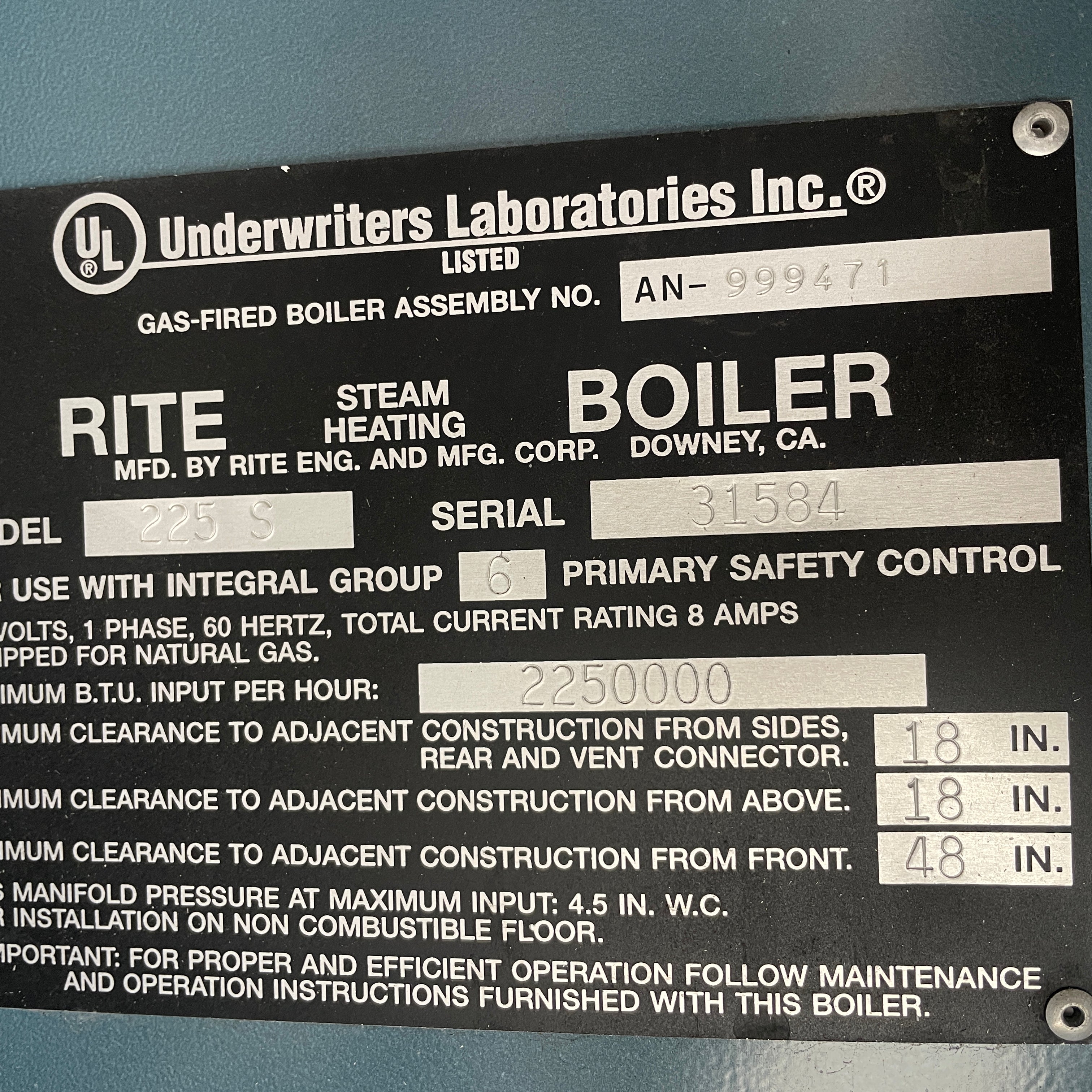 2m BTU Rite Boiler