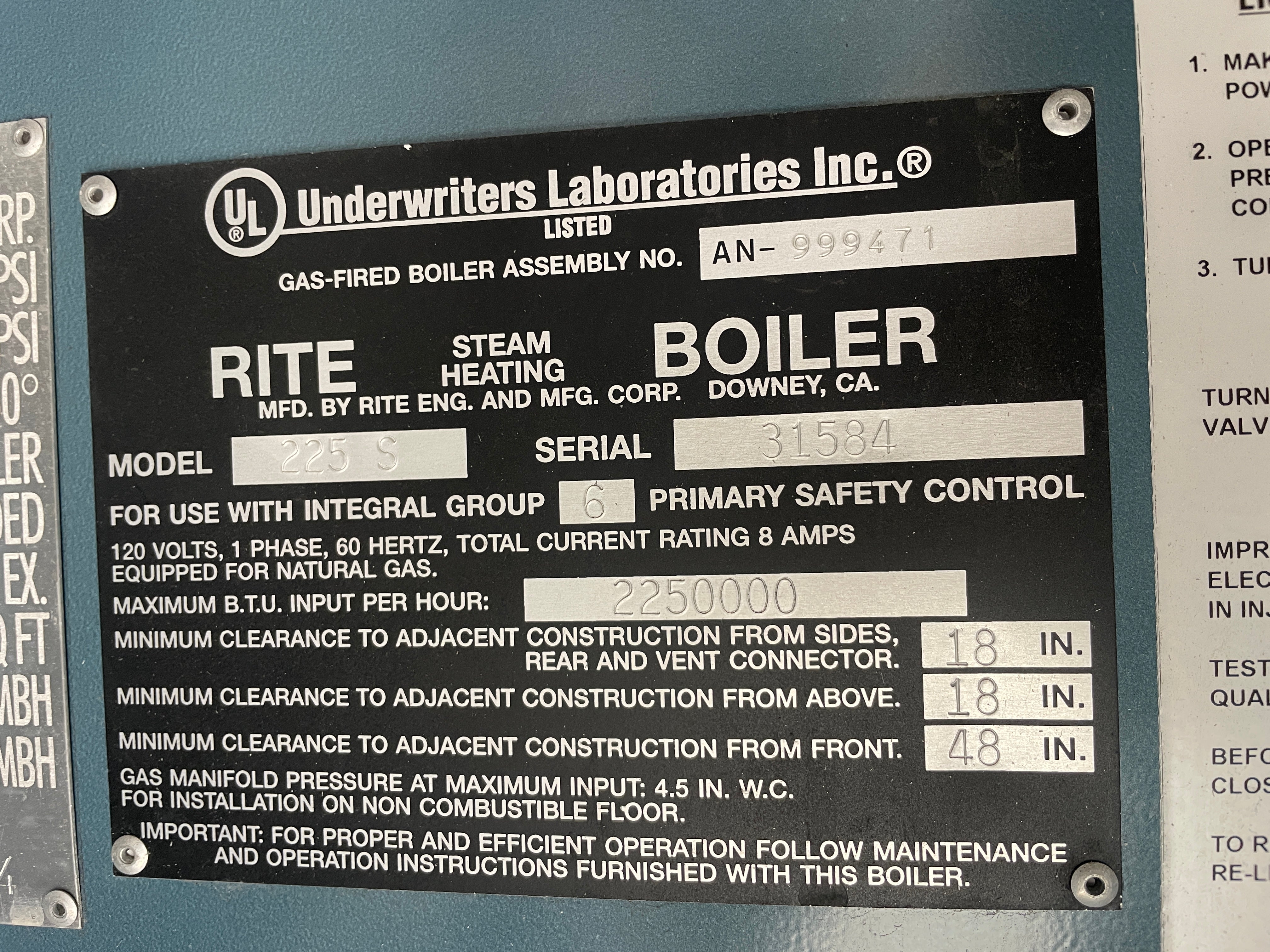 2m BTU Rite Boiler