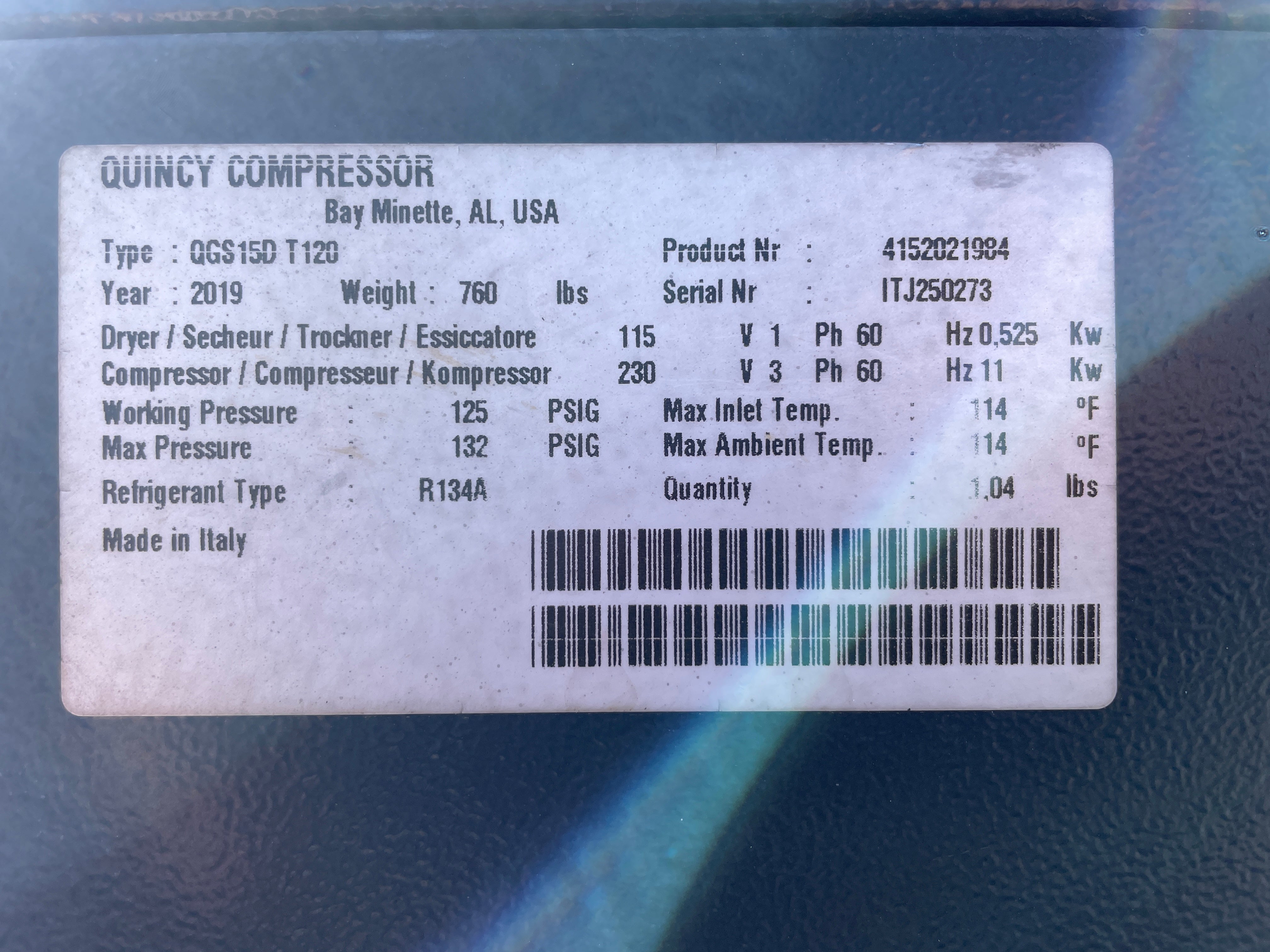 Quincy Air Compressor