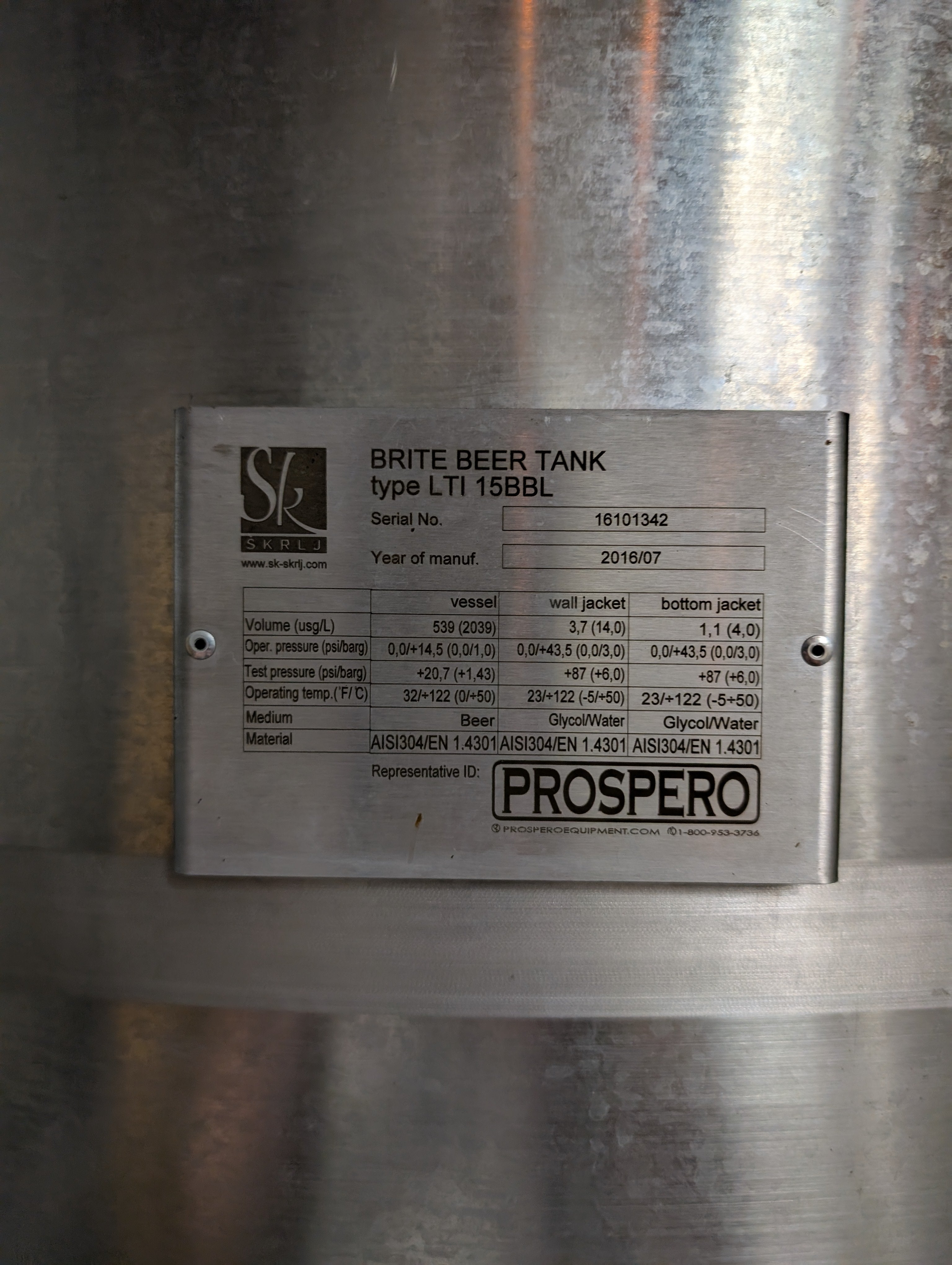 15bbl Brite Tank